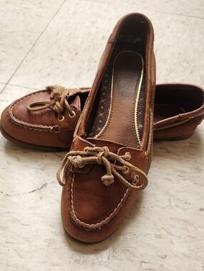 Genuine Brown Leather Sperrys - Audrey Women